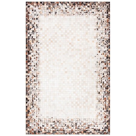 Safavieh 3 x 5 ft. Studio Leather Natural Hide Rectangle Hand Woven Rug Beige & Brown STL812B-3